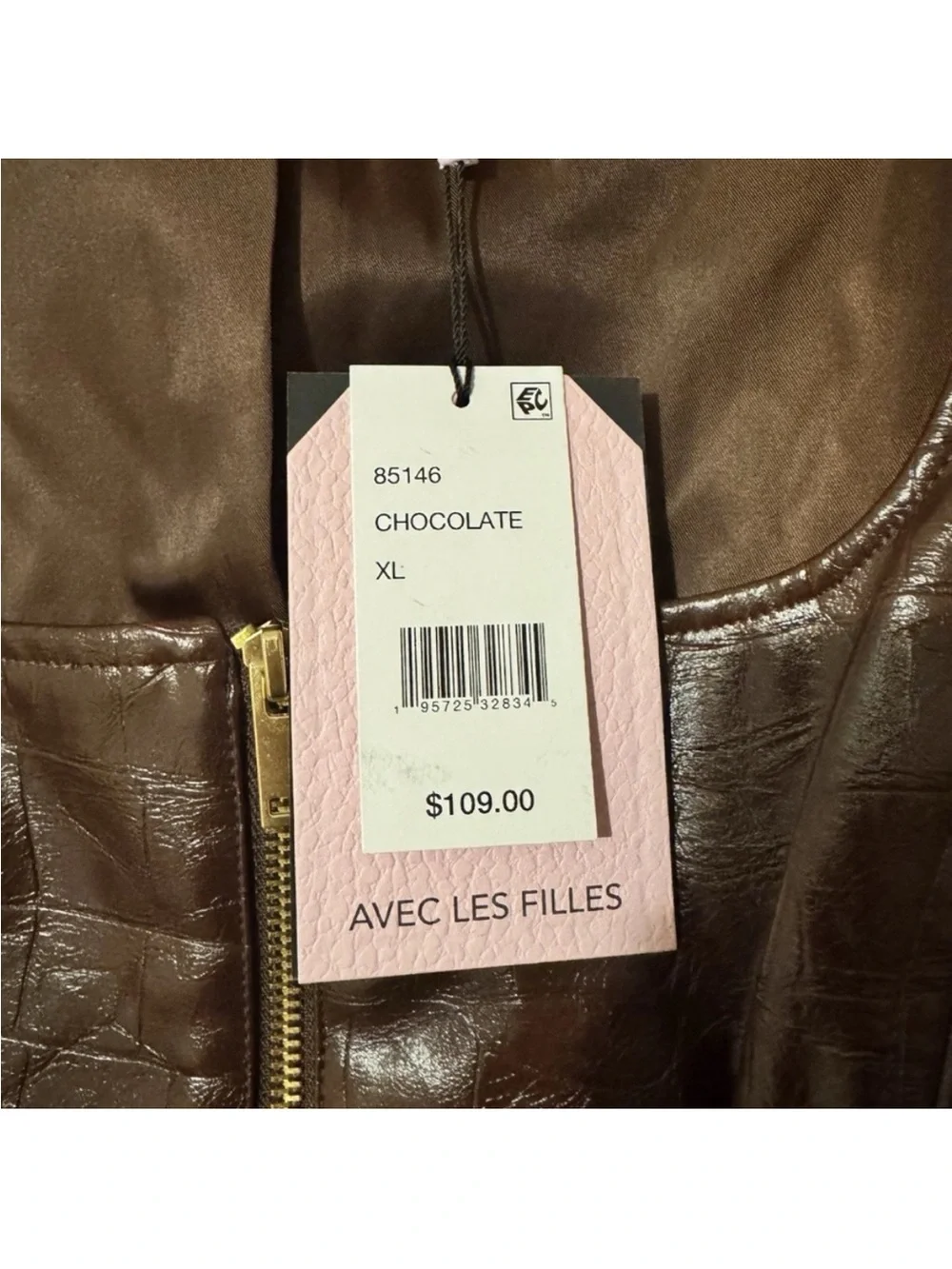 Avec Les Filles Brown Chocolate Faux Leather Buckle Detail Maxi Skirt / Vest Set